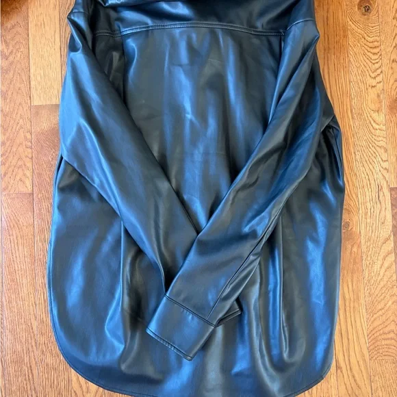 MOTHER Black Faux Leather Button-Up Blazer - Picture 5 of 7